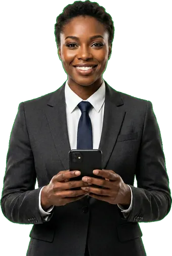 Professional using the Praci app on her phone
